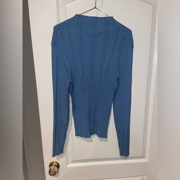 New! Veronica Beard Vinny Ribbed Knit Mock Neck Top Oxford Blue 🩵 X-Large - Picture 11 of 14
